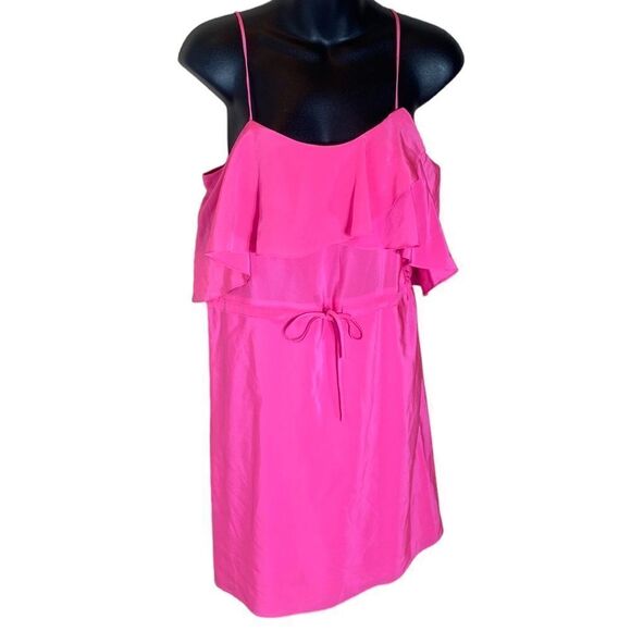 Amanda uprichard 100% silk Barbie pink drawstring tank dress small - Picture 1 of 7